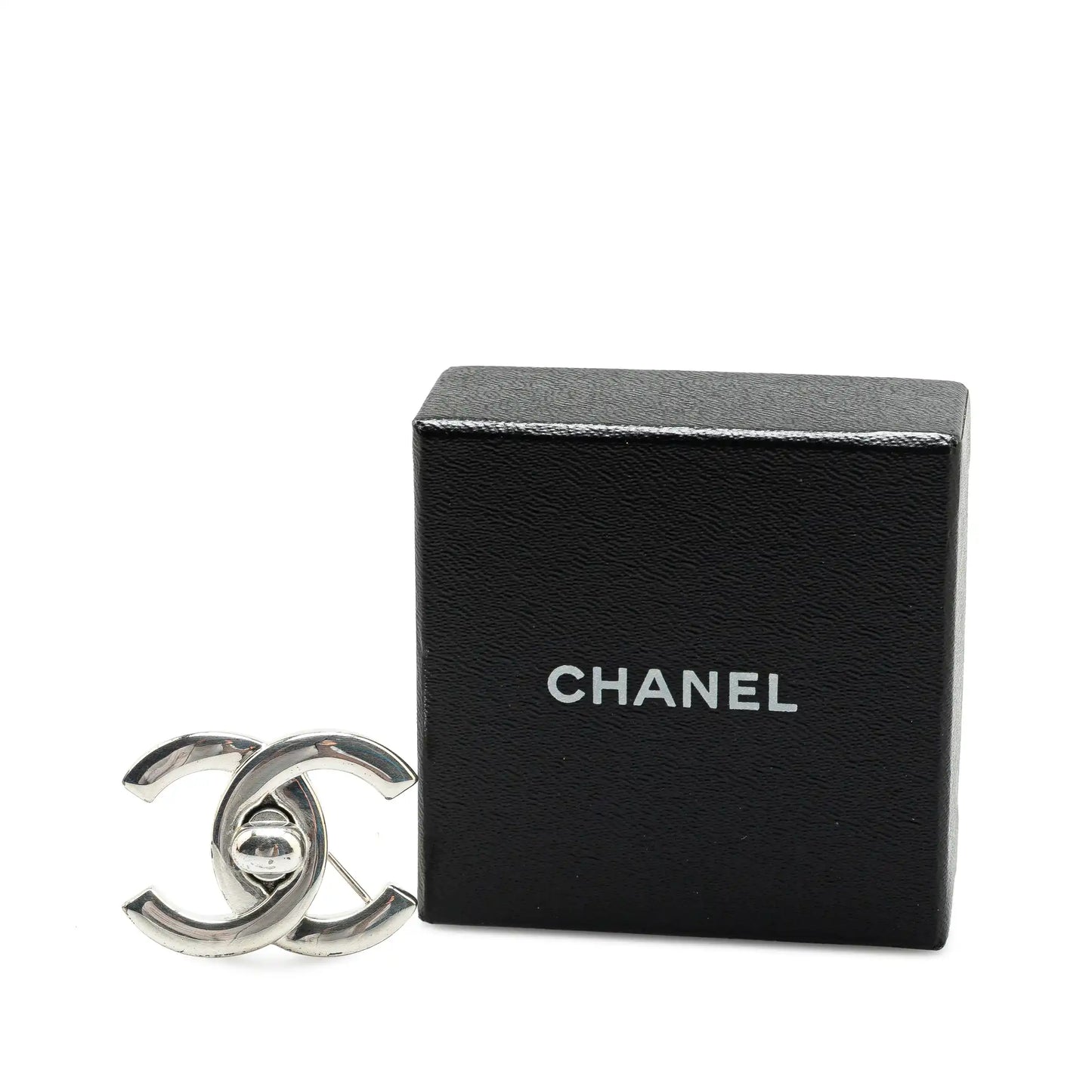 Chanel CC Silver Plated Turn Lock Brooch