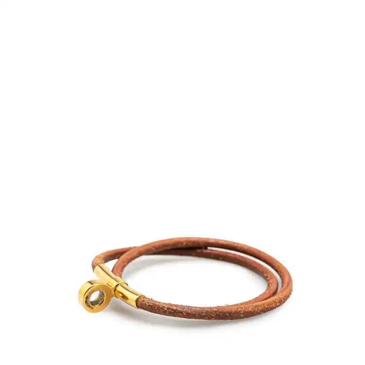 Hermès Gold Plated Kite Leather Kelly Double Tour Bracelet