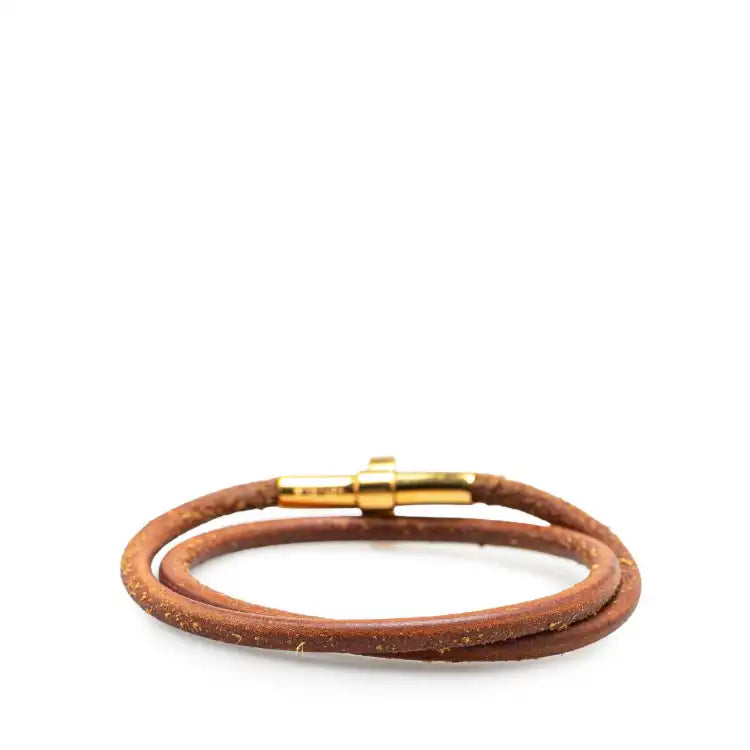 Hermès Gold Plated Kite Leather Kelly Double Tour Bracelet