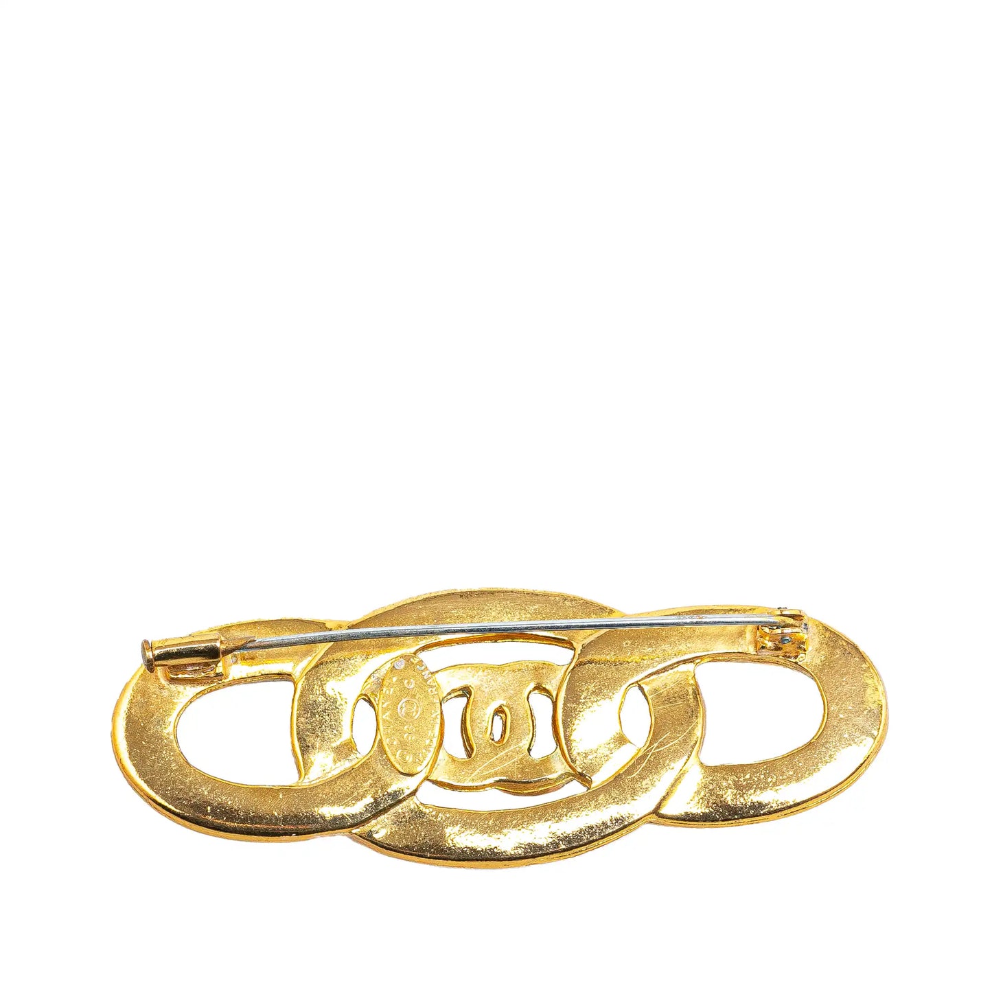 Chanel Gold Plated Enamel CC Brooch