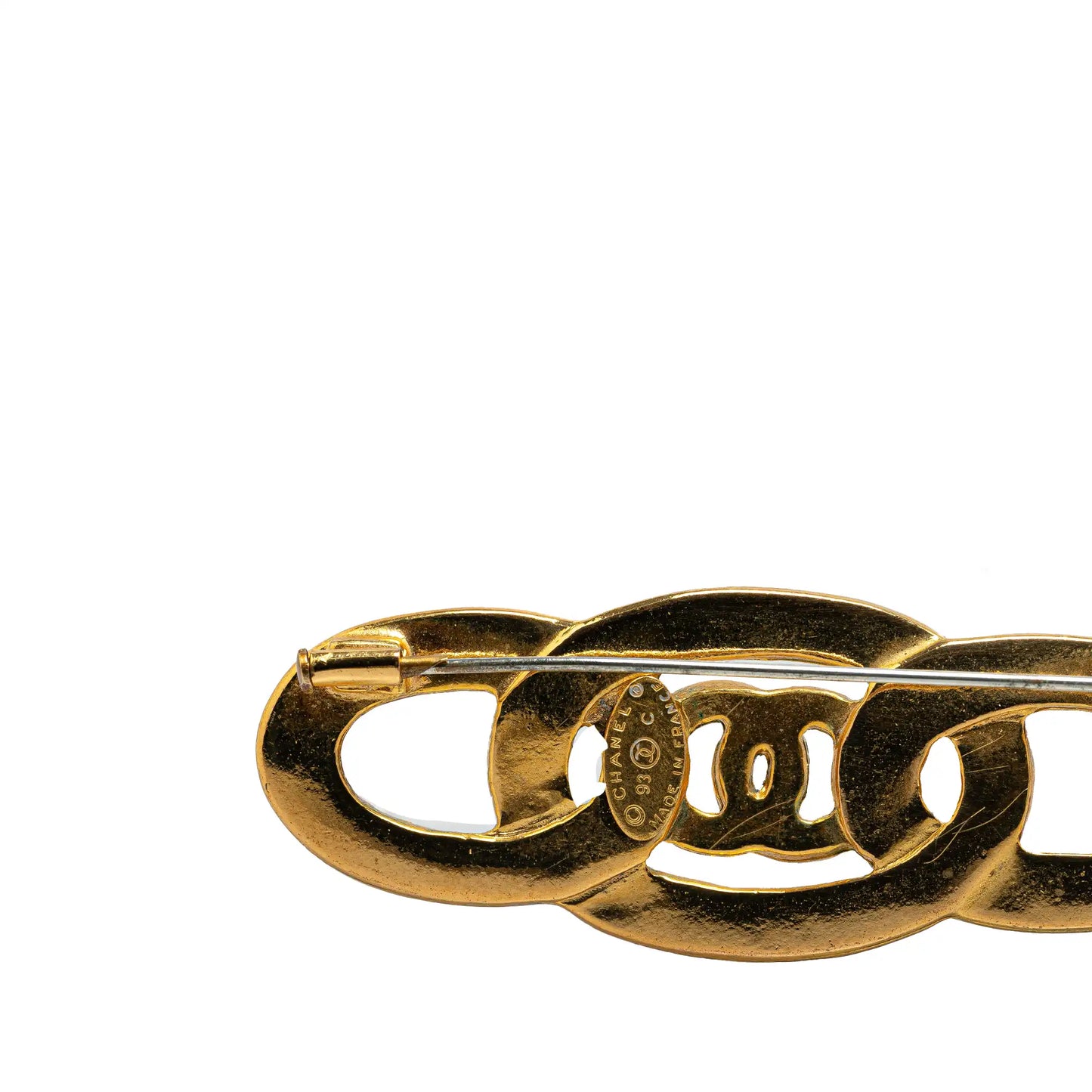 Chanel Gold Plated Enamel CC Brooch