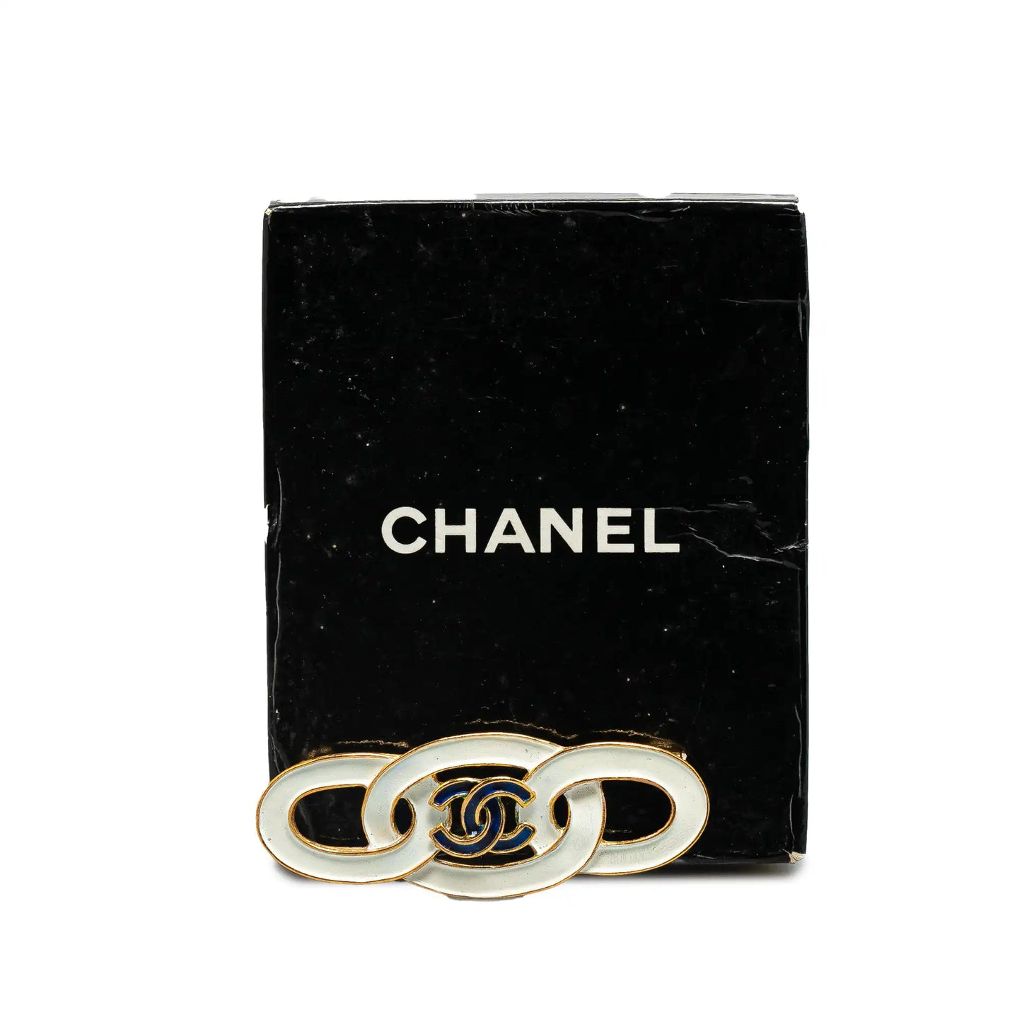 Chanel Gold Plated Enamel CC Brooch