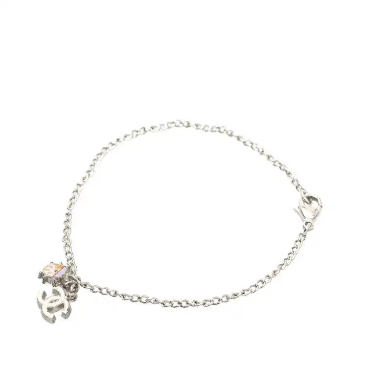 Chanel Silver Plated CC Ladybug Charm Bracelet