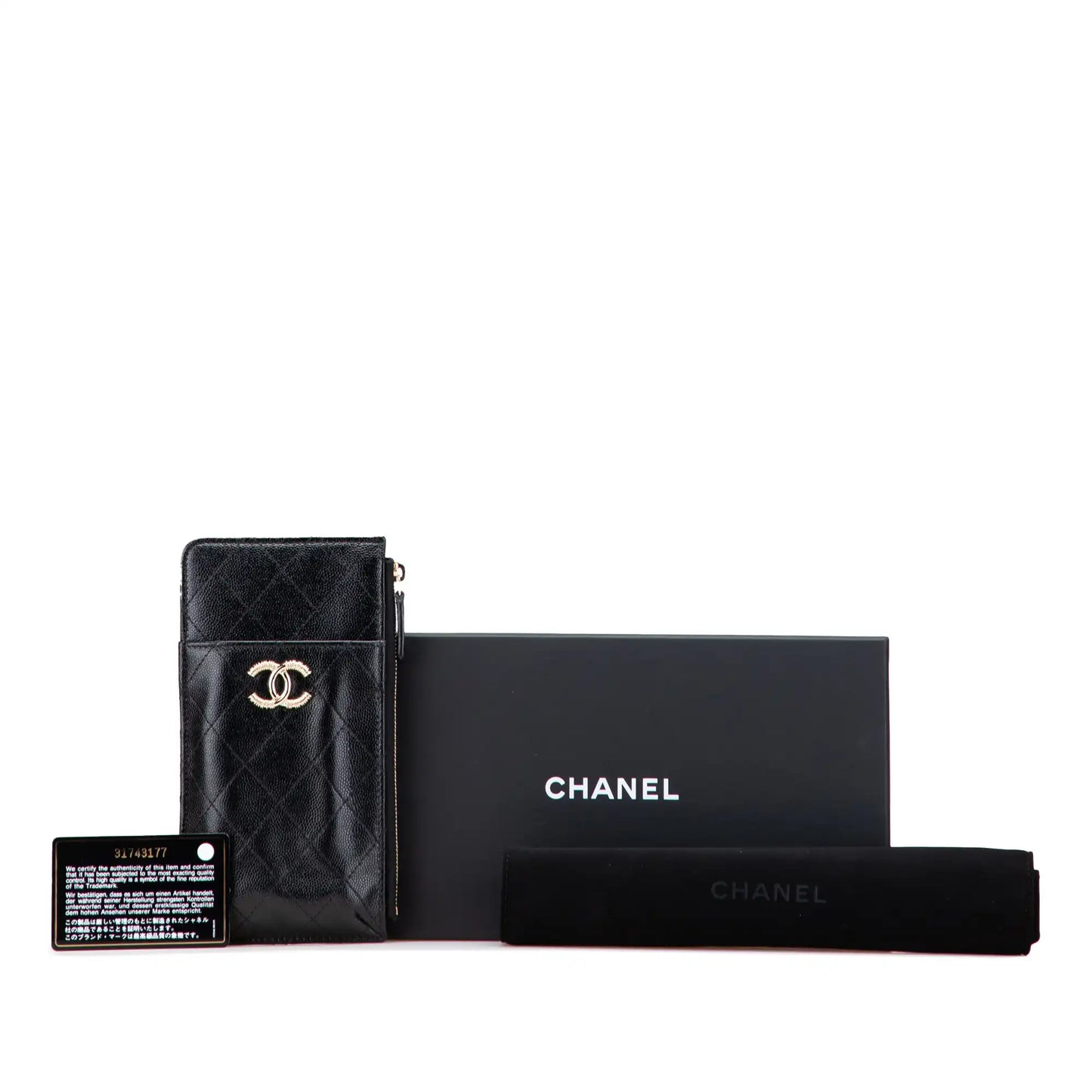 Chanel CC Quilted Caviar Card Holder
