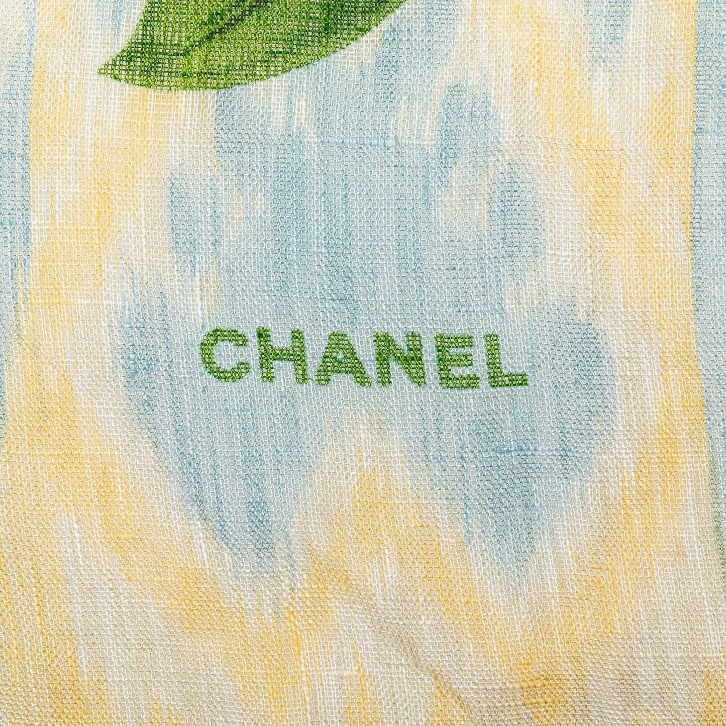 Chanel Camellia Printed Linen Scarf