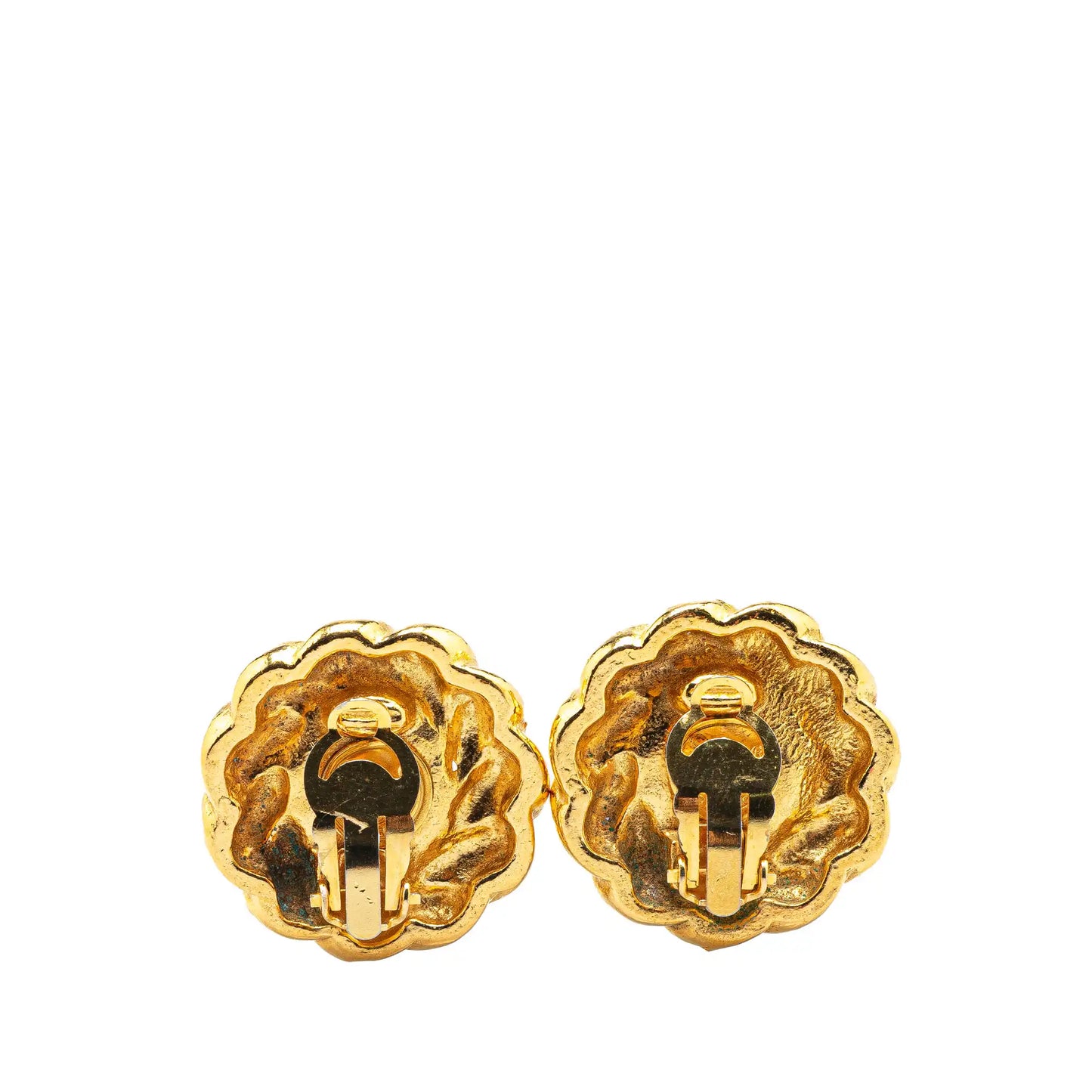Chanel Gold Plated Faux Pearl Clip on Earrings