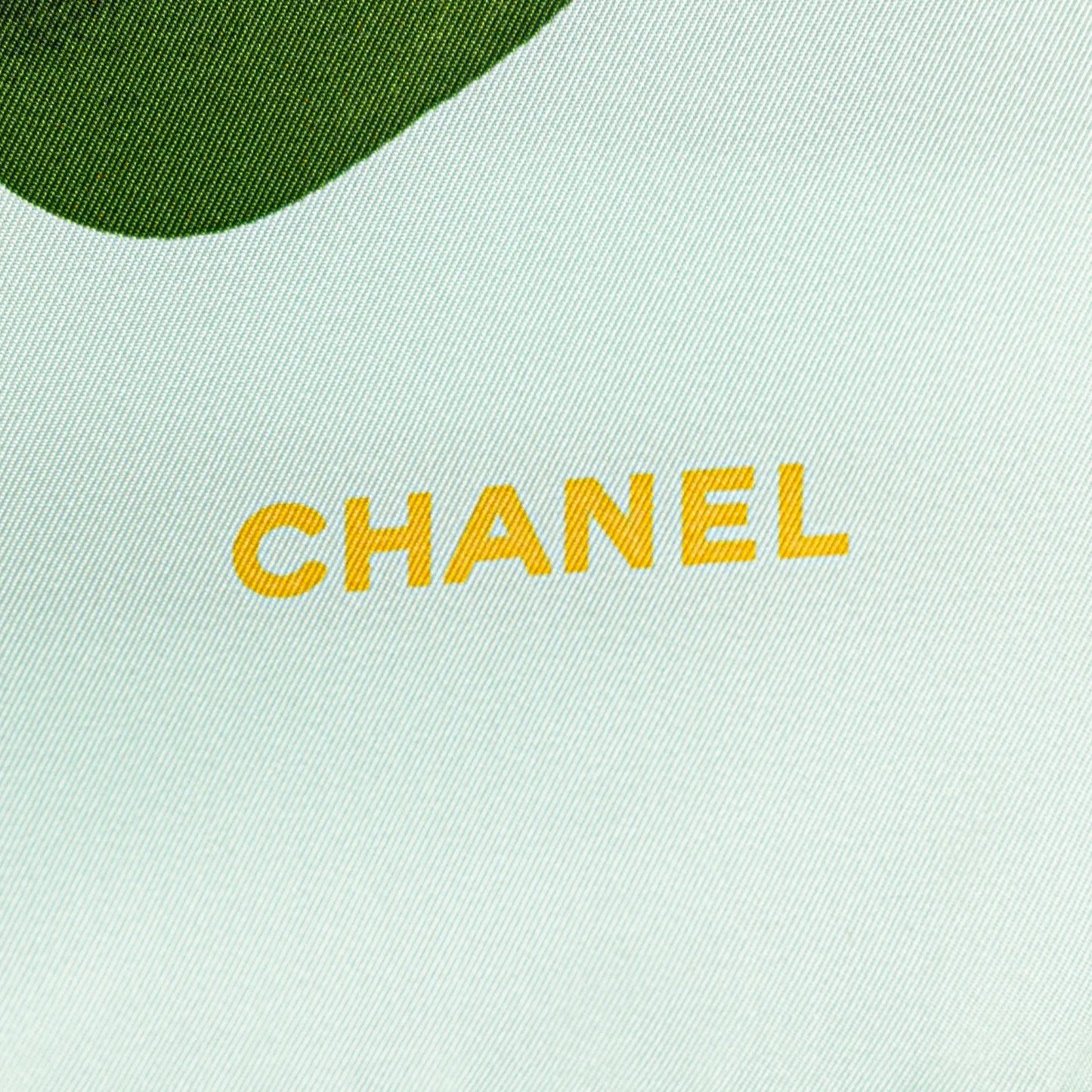 Chanel Camellia Gold Chain Silk Scarf