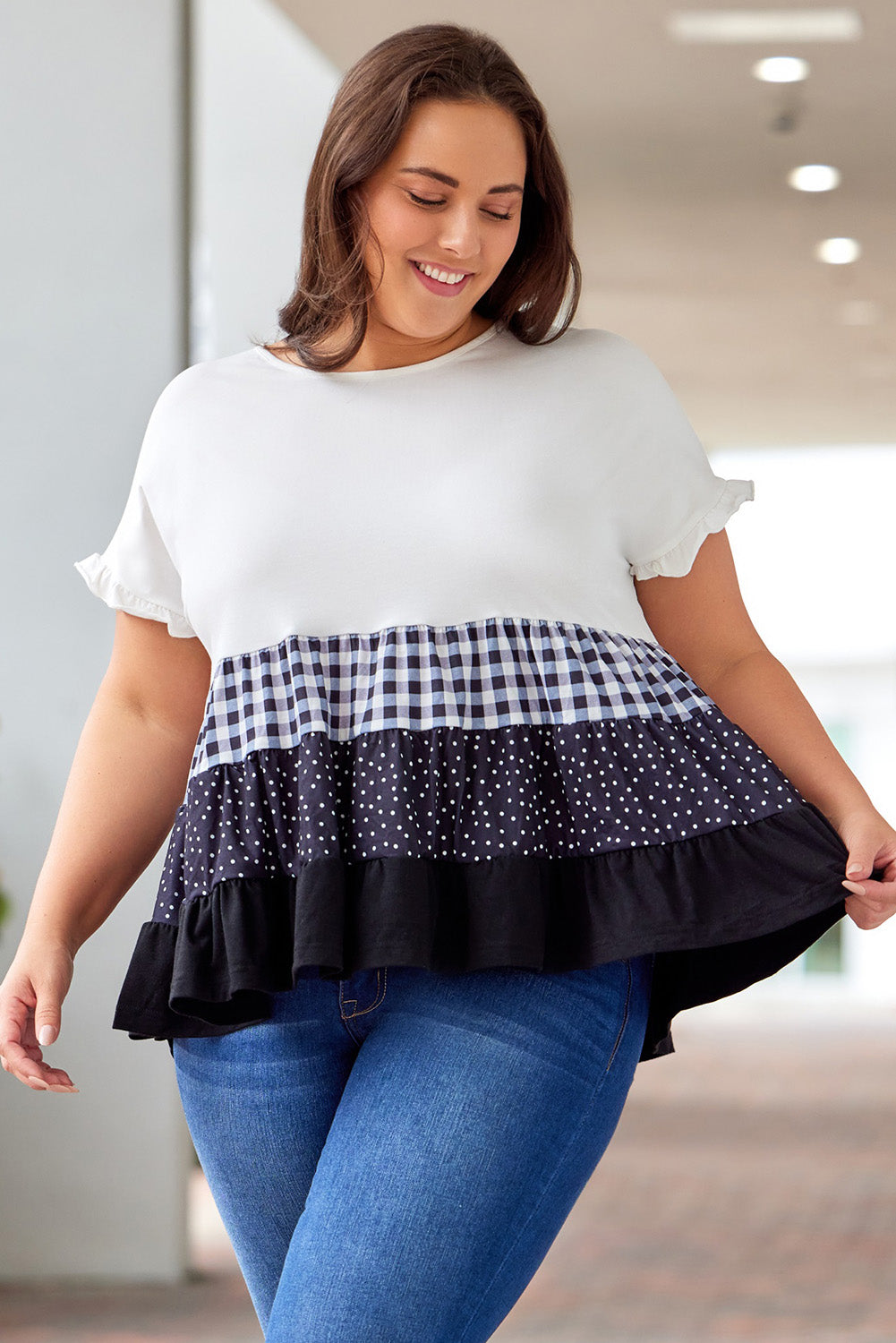 She Wears Glory™ – The Promise Plaid Tiered Blouse - She Wears Glory Beverly Hills