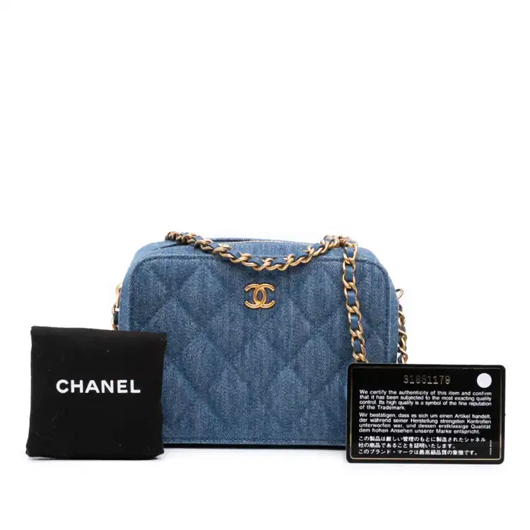 Chanel Quilted Denim Pearl Crush Camera Bag