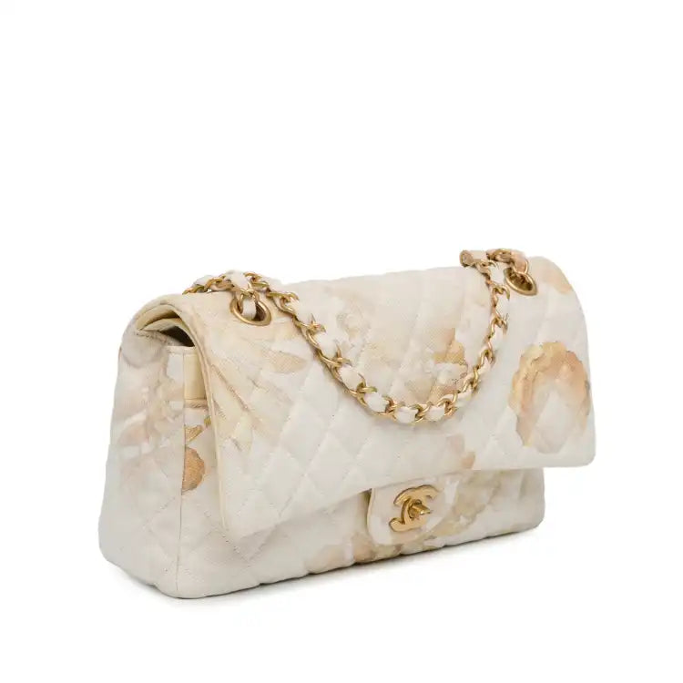 Chanel Medium Classic Printed Denim Floral Double Flap