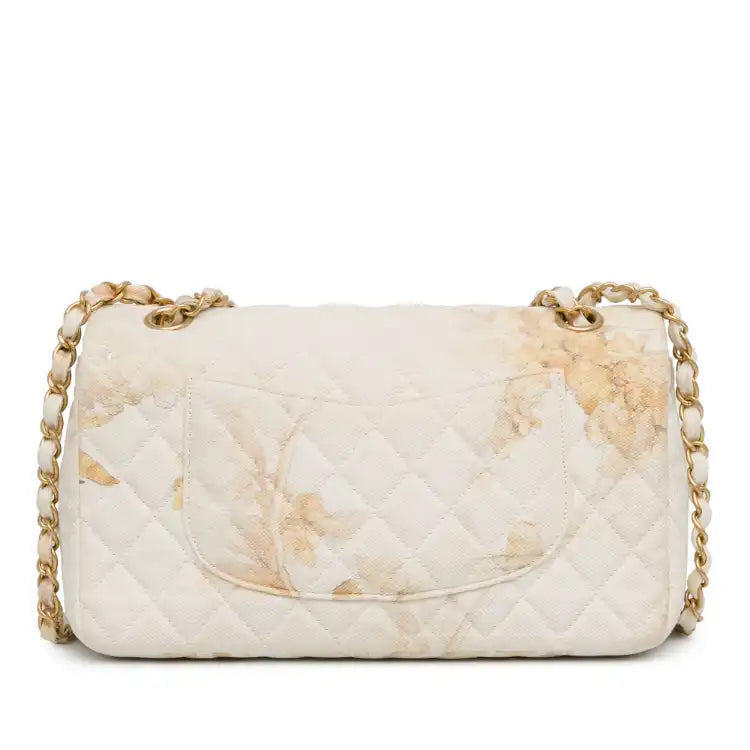 Chanel Medium Classic Printed Denim Floral Double Flap