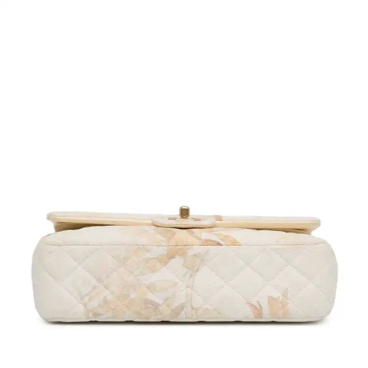 Chanel Medium Classic Printed Denim Floral Double Flap