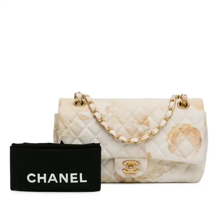 Chanel Medium Classic Printed Denim Floral Double Flap