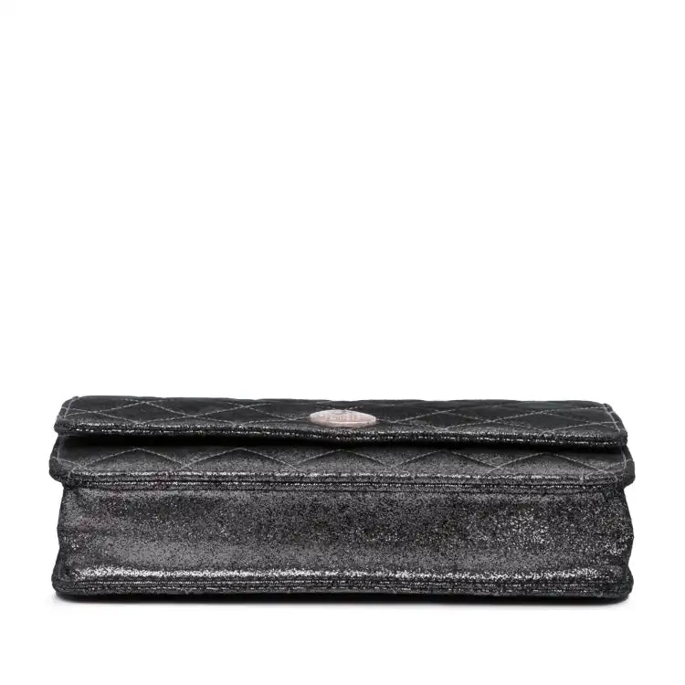 Chanel Quilted Iridescent Lambskin Tartan Button Wallet On Chain