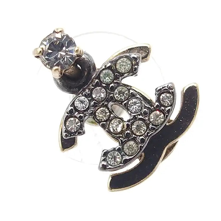 Chanel Bicolor Double CC Rhinestone Bullet Backs Earrings