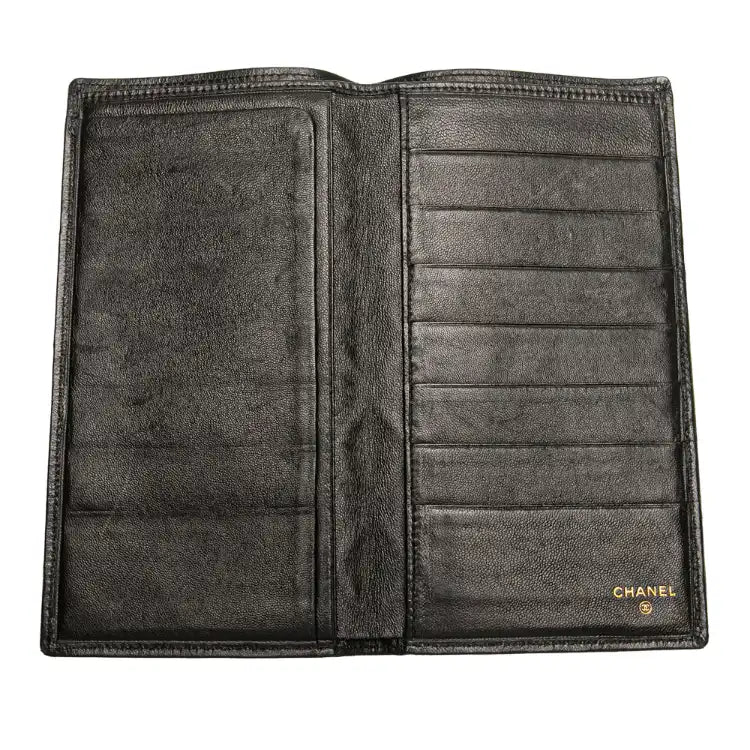 Chanel Double Stitched Lambskin Long Bill Wallet