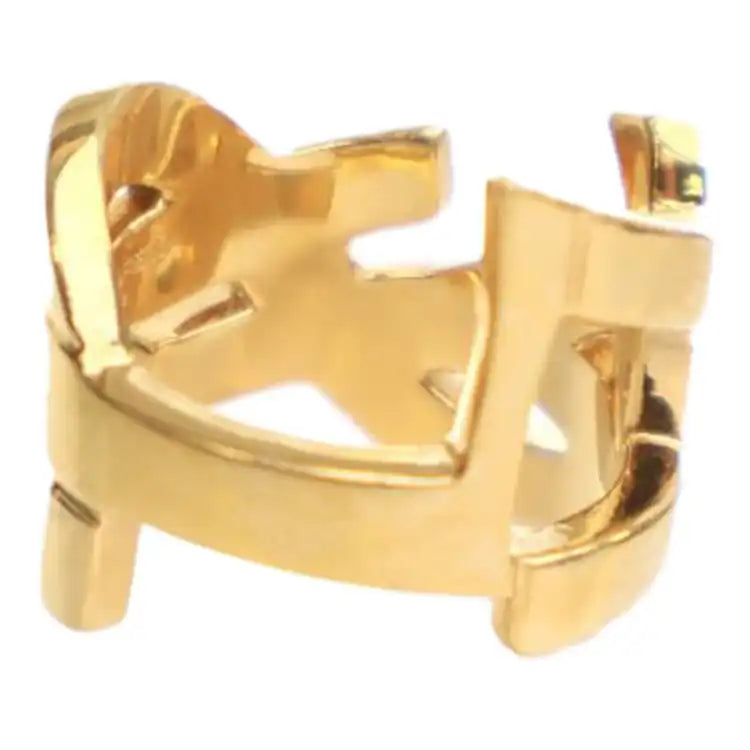 Saint Laurent Gold Plated Monogram Ring