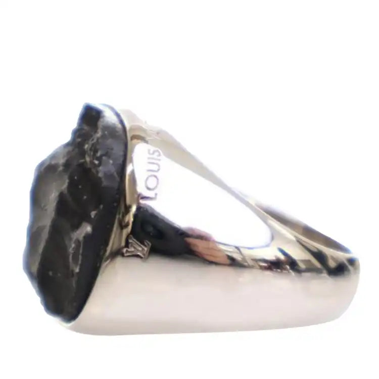 Louis Vuitton Silver Plated Gemstone Signet Ring L
