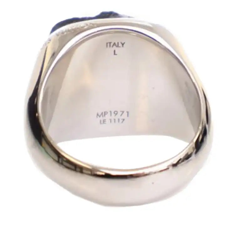 Louis Vuitton Silver Plated Gemstone Signet Ring L