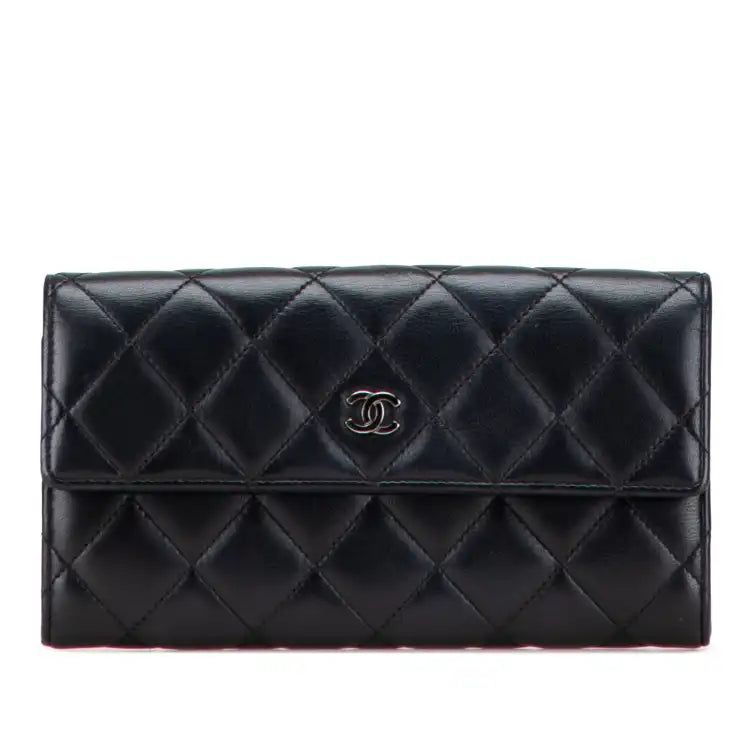 Chanel Quilted Lambskin Flap Long Wallet