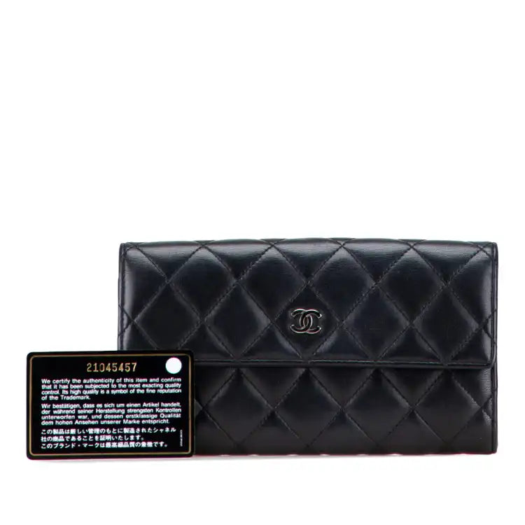 Chanel Quilted Lambskin Flap Long Wallet