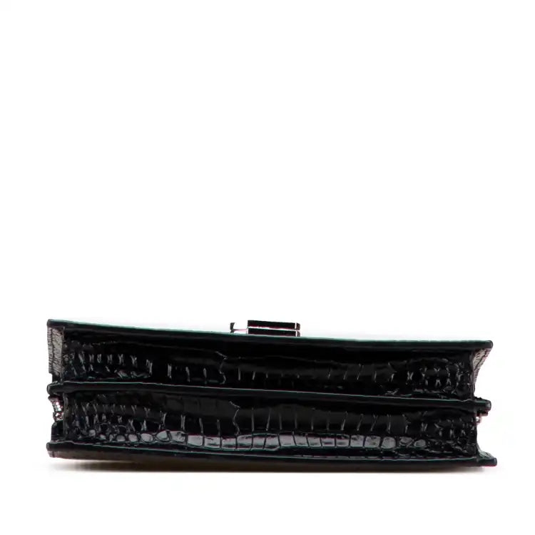 Saint Laurent Croc Embossed Leather Monogram Cassandra Clasp Bag