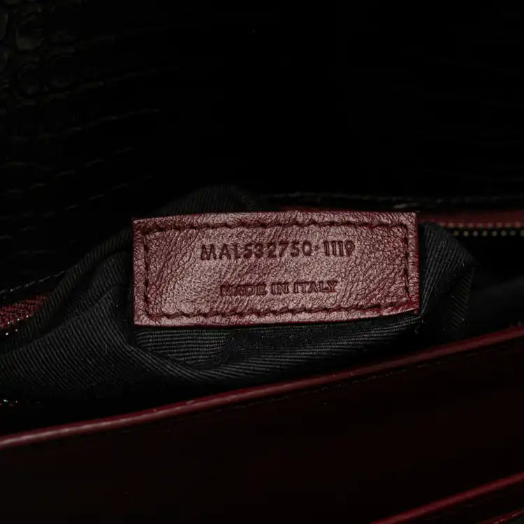 Saint Laurent Croc Embossed Leather Monogram Cassandra Clasp Bag