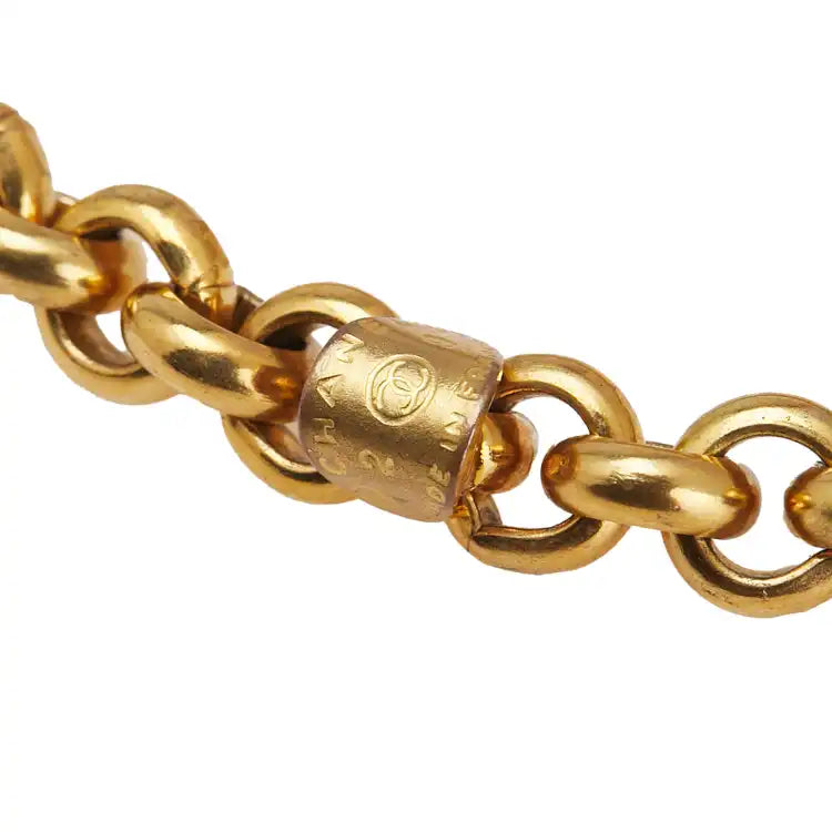 Chanel CC Gold Plated Diamond Cut Pendant Necklace