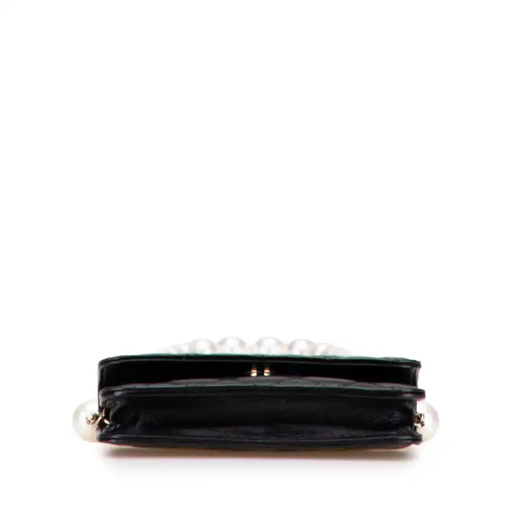 Chanel Quilted Calfskin Maxi Pearls Clutch With Chain