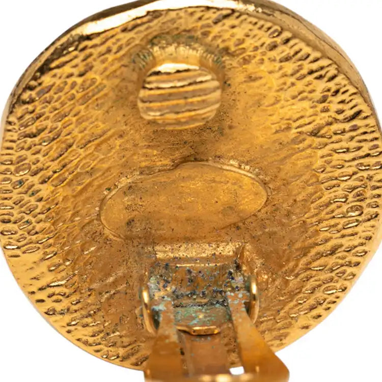 Chanel Gold Plated Rue Cambon Round Clip on Earrings