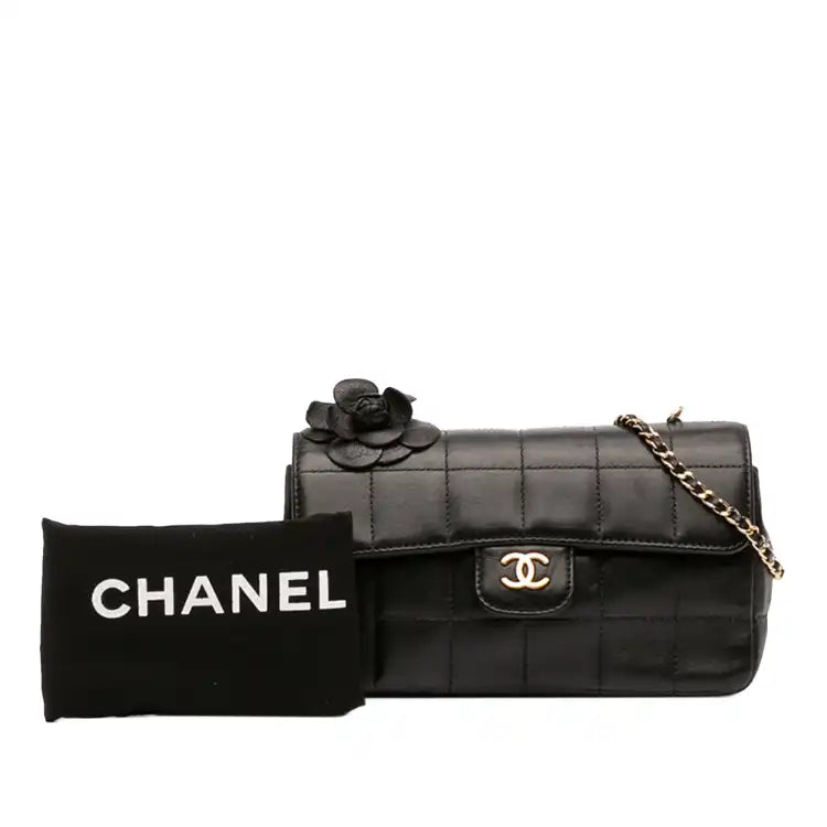 Chanel Mini Lambskin Chocolate Bar Camellia Flap