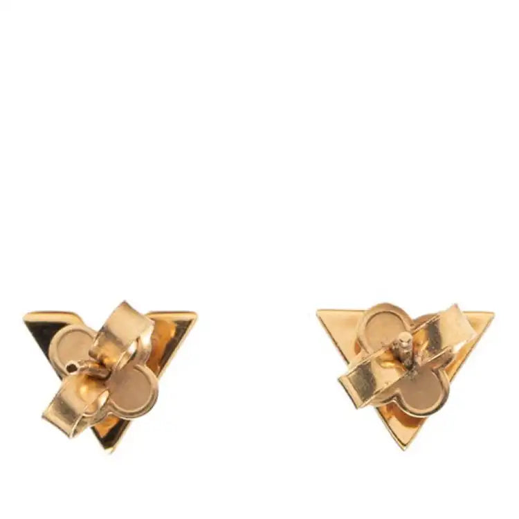 Louis Vuitton Gold Plated Essential V Stud Earrings