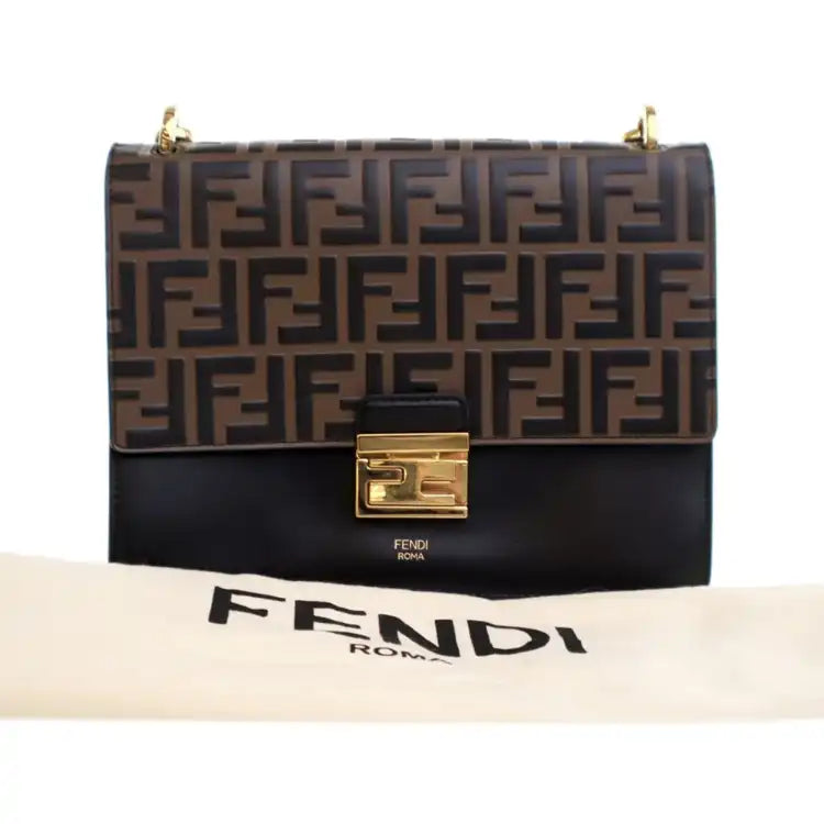 Fendi Medium FF 1974 Embossed Leather Kan U Top Handle Bag