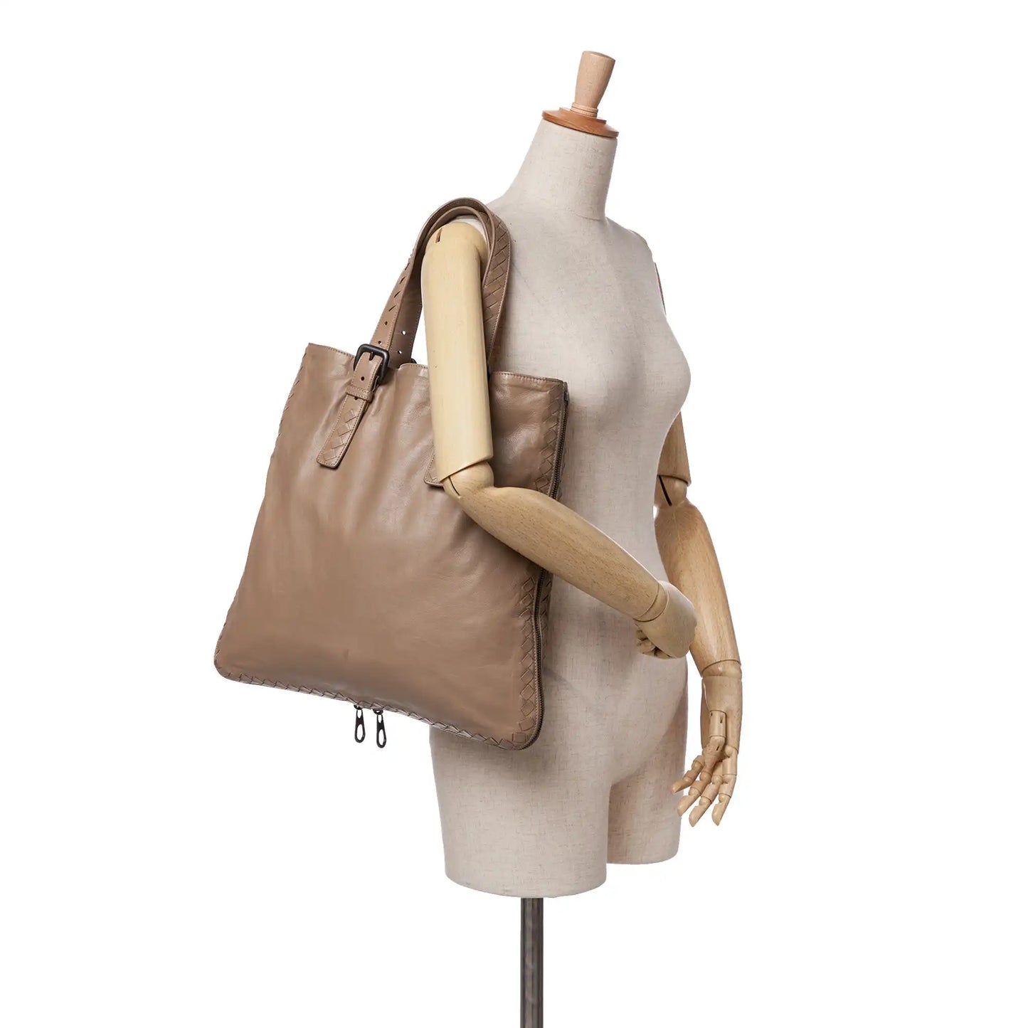 Bottega Veneta Leather Intrecciato Side Zip Tote