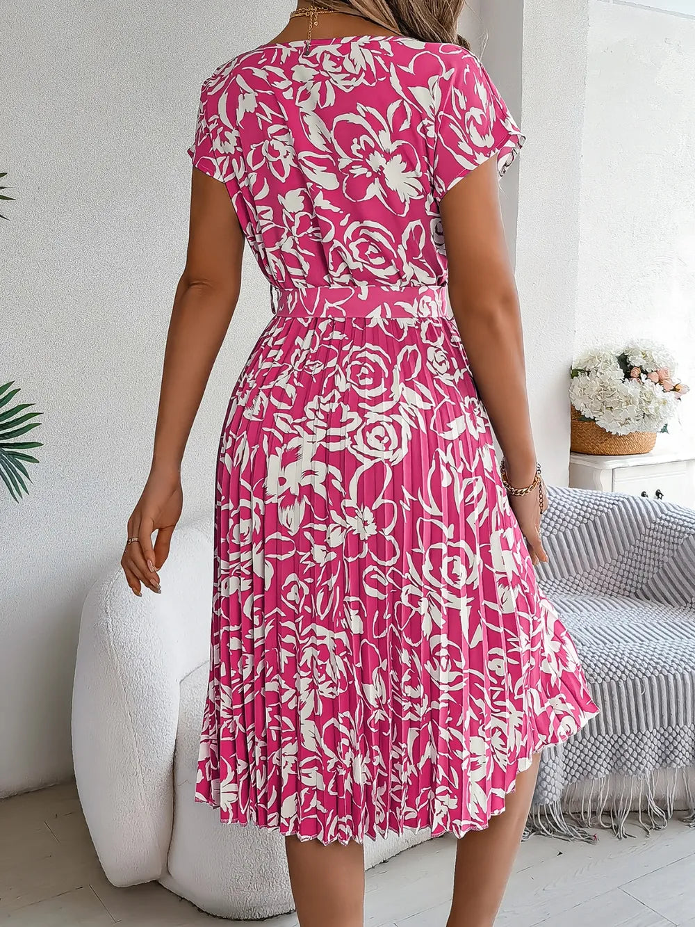 She Wears Glory “Leah’s Promise” Pleated Tie-Waist Dress - She Wears Glory Beverly Hills