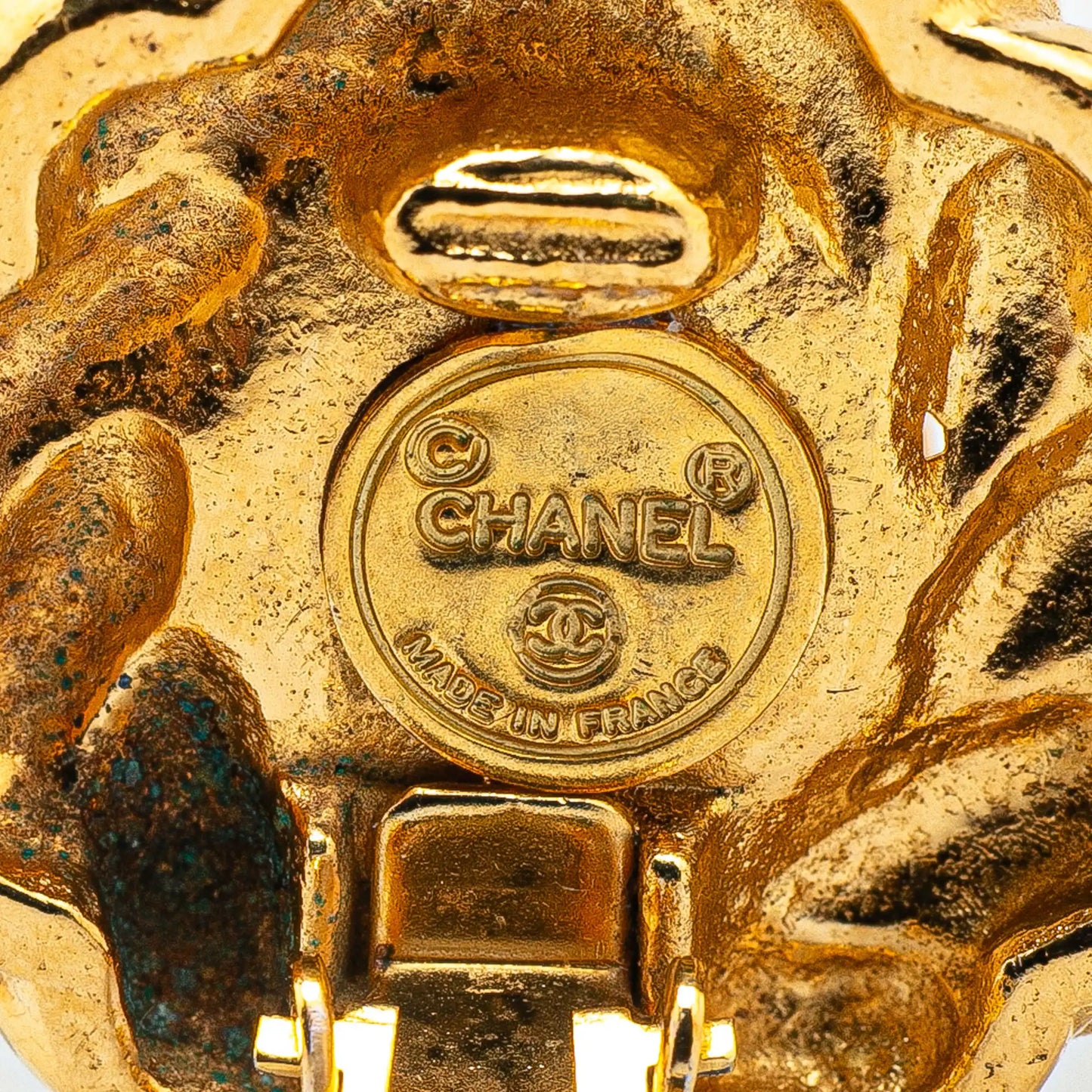 Chanel Gold Plated Faux Pearl Clip on Earrings