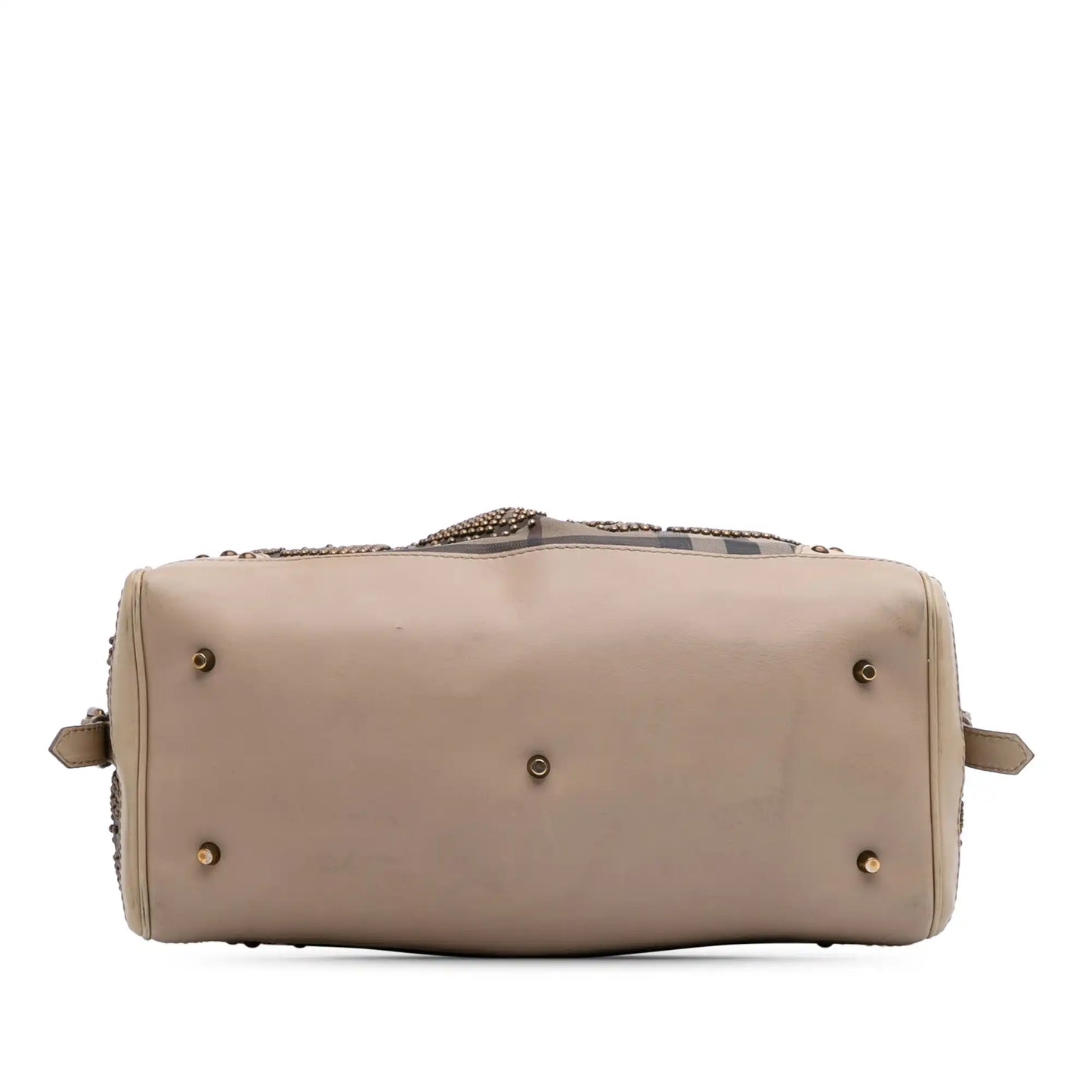 Burberry Smoke Check Coated Canvas Studded Heart Boston Bag