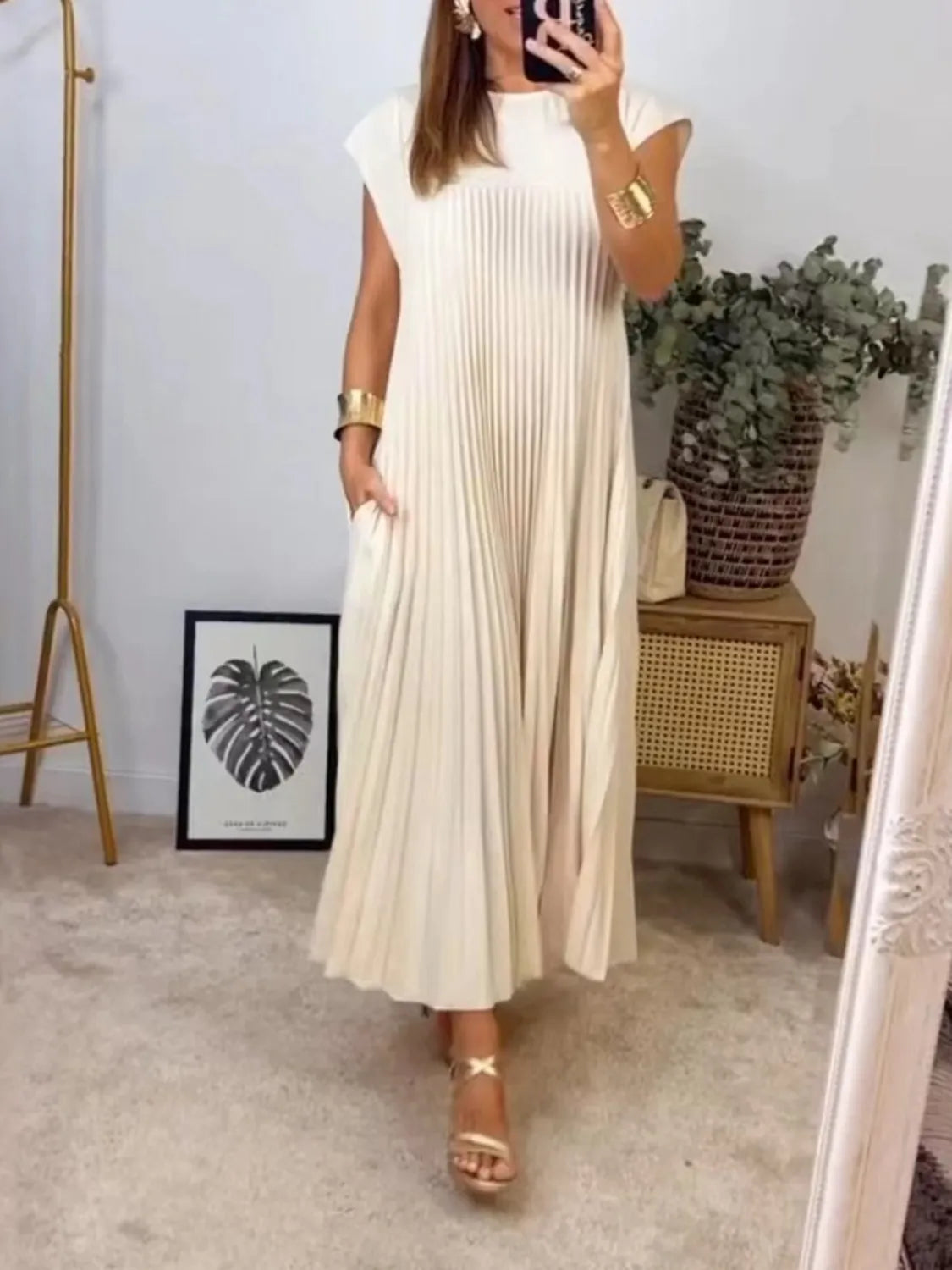 She Wears Glory™ “Heavenly Majesty” Pleated Pocketed Maxi Dress — Full Size - She Wears Glory Beverly Hills