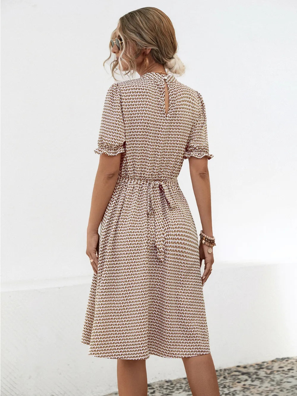 She Wears Glory “Hadassah” Mock Neck Flounce Sleeve Dress - She Wears Glory Beverly Hills