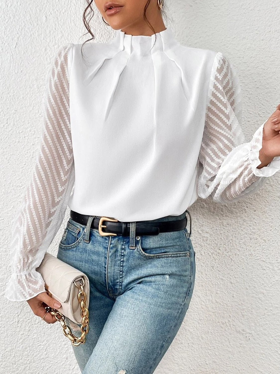 She Wears Glory™ — Crowned in Grace Flounce Sleeve Blouse - She Wears Glory Beverly Hills