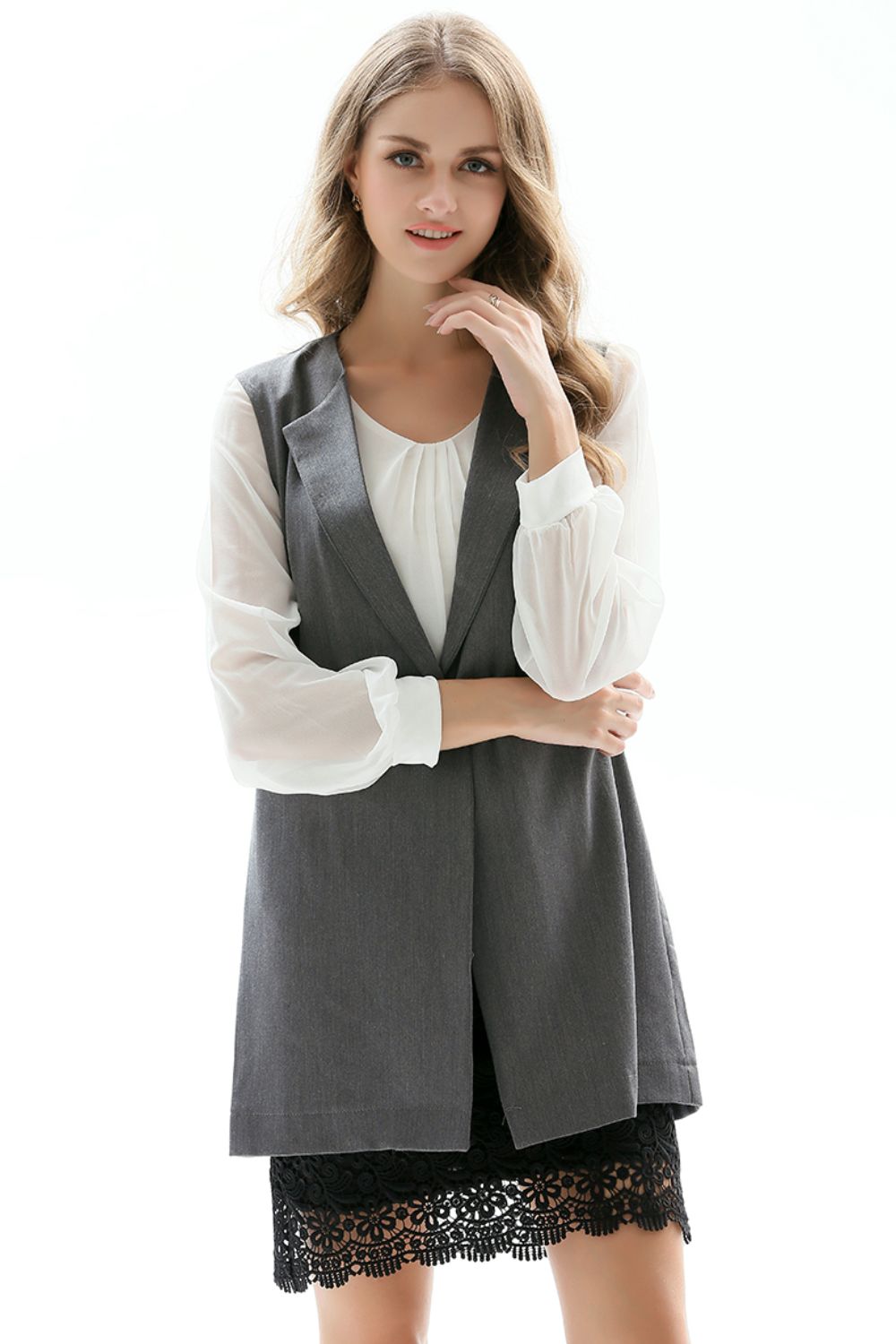 She Wears Glory™ One-Button Sleeveless Longline Blazer - She Wears Glory Beverly Hills