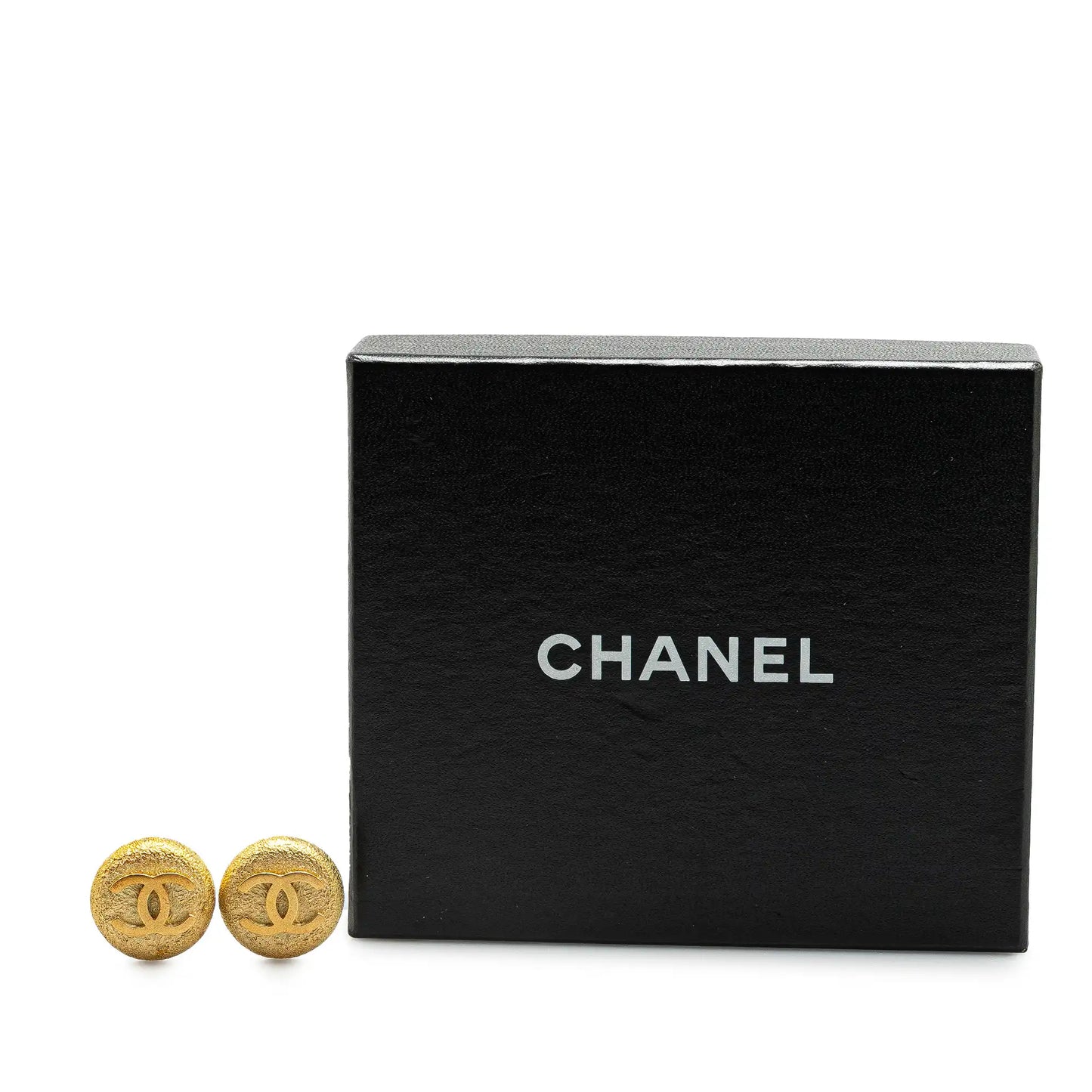 Chanel Gold Plated CC Round Clip On Earrings