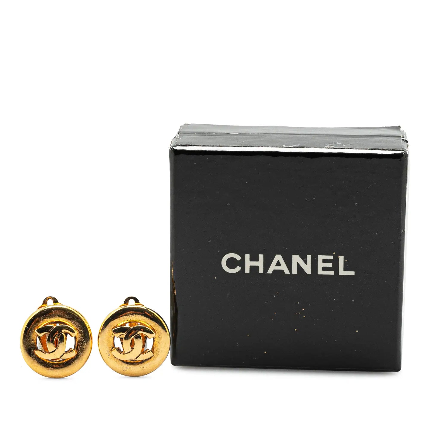 Chanel CC Gold Plated Round Clip On Earrings