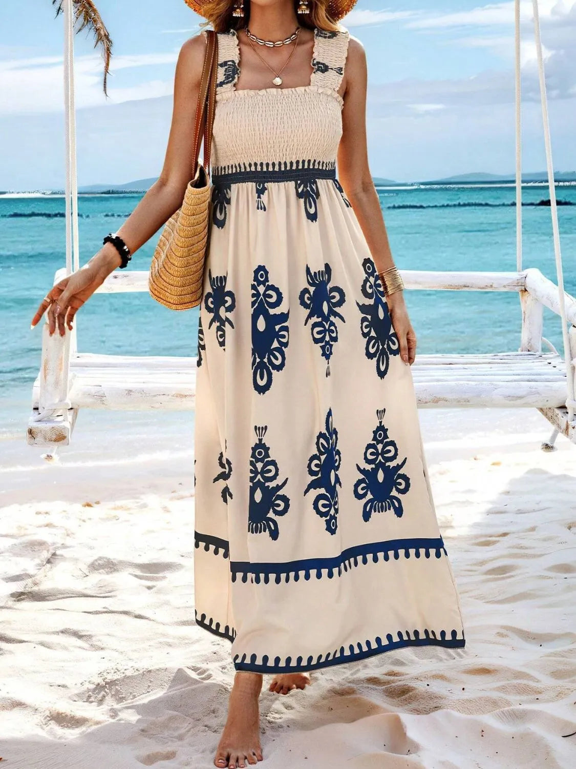 She Wears Glory “Clothed in Praise” Smocked Wide Strap Maxi Dress - She Wears Glory Beverly Hills