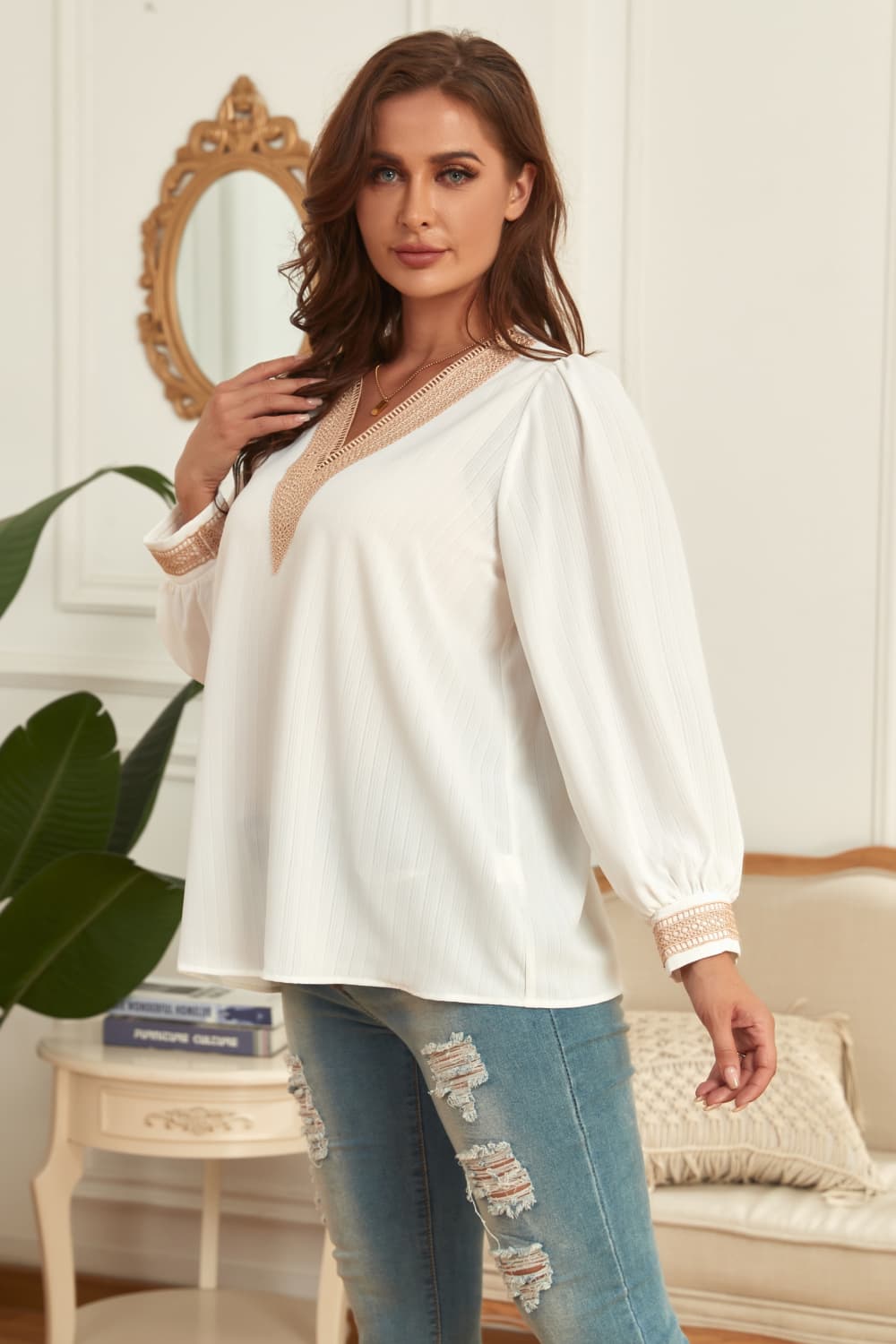 She Wears Glory™ Anointed Simplicity Puff Sleeve Blouse - She Wears Glory Beverly Hills