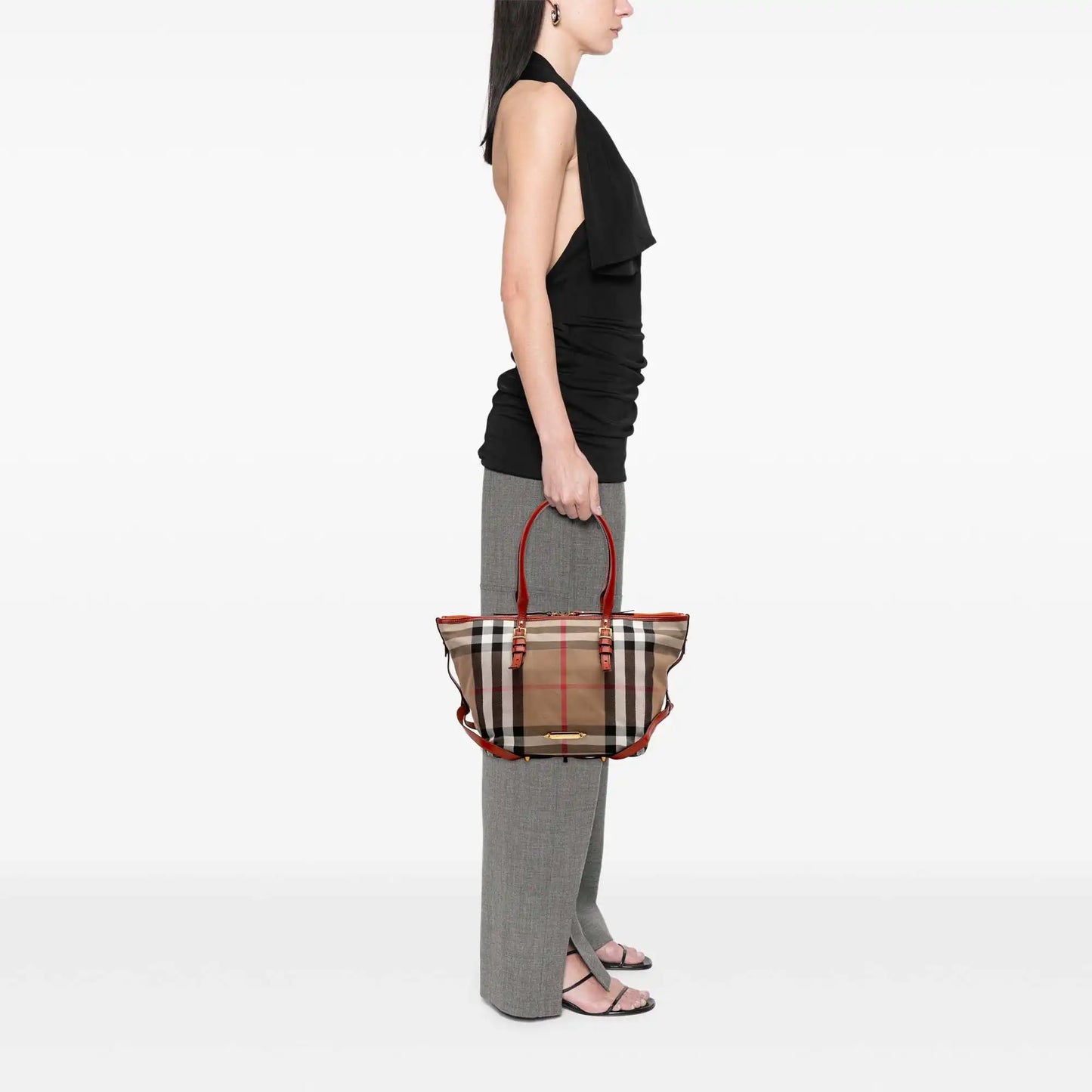 Burberry Small House Check Canvas Bridle Salisbury Tote