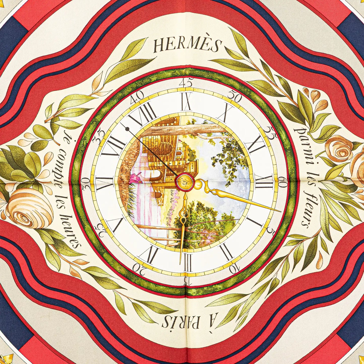 Hermès Parmi Les Fleurs Je Compte Les Heures Silk Scarf