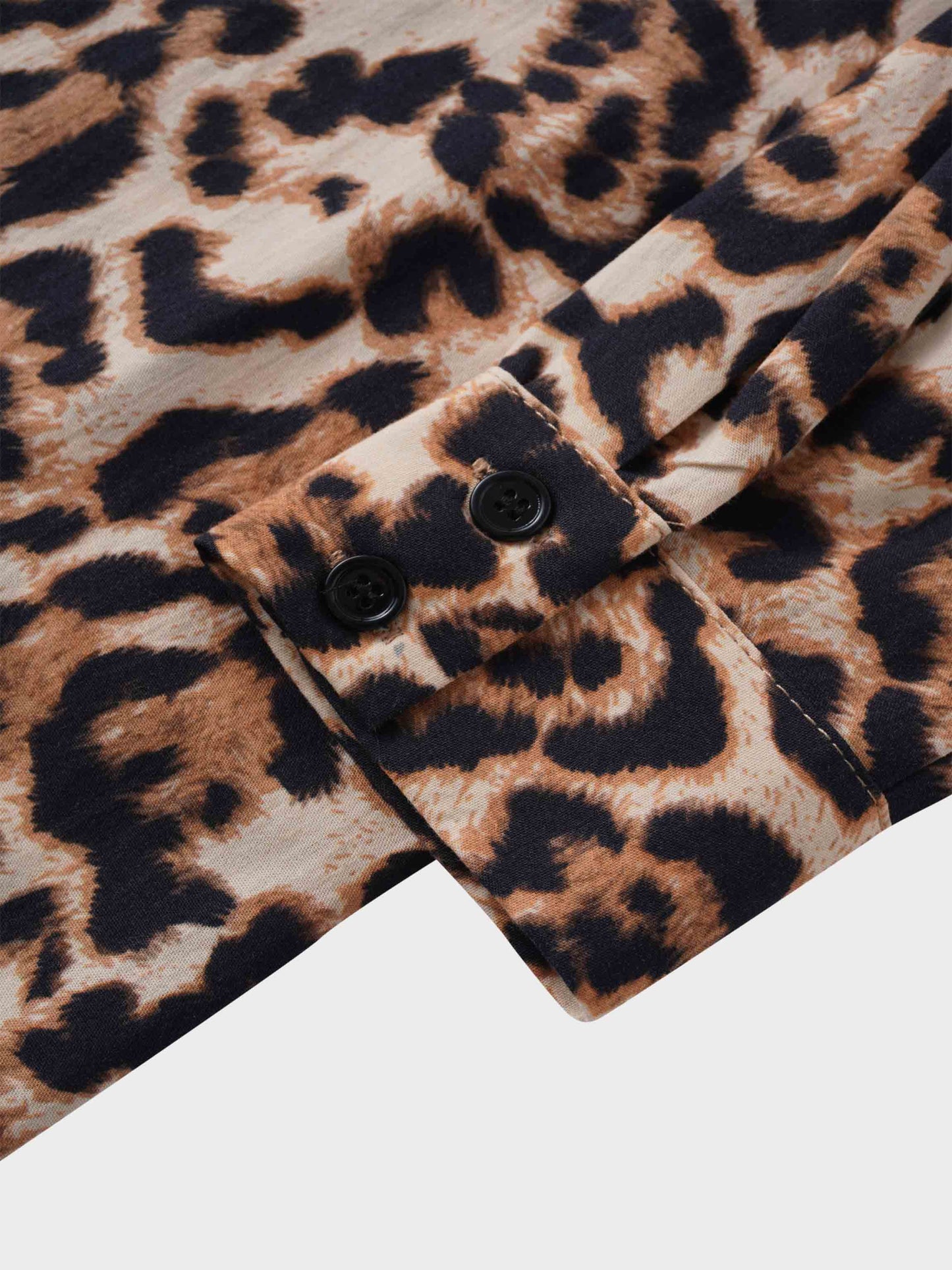 She Wears Glory™ Long Button Down Shirtdress-Leopard Print-4