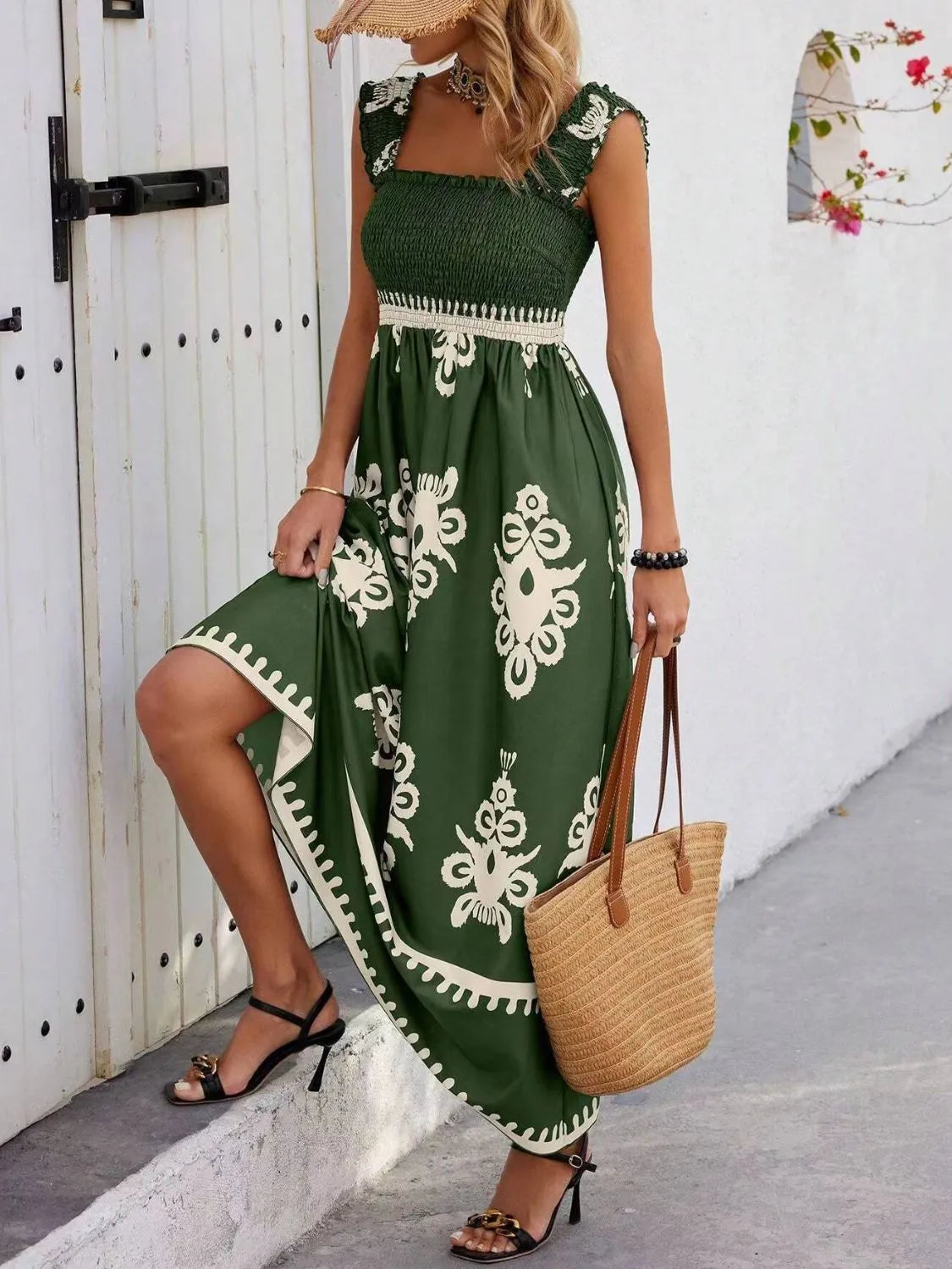 She Wears Glory “Clothed in Praise” Smocked Wide Strap Maxi Dress - She Wears Glory Beverly Hills