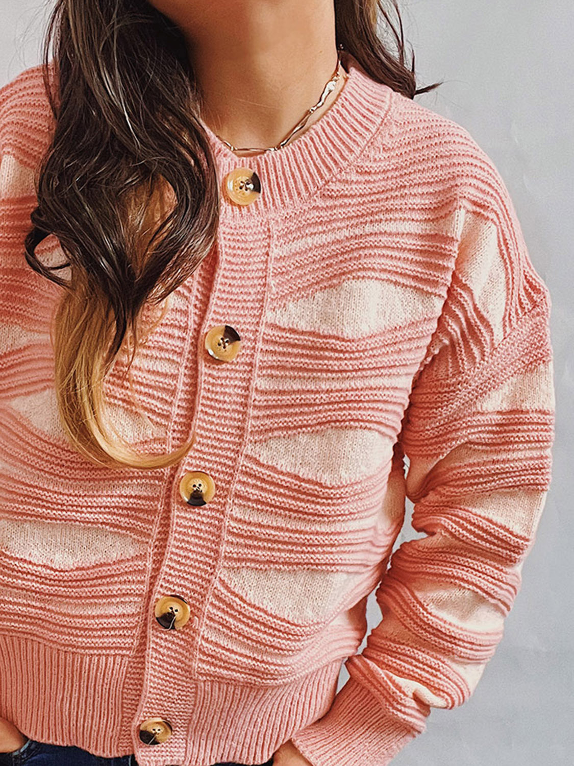 She Wears Glory™ Color Block Button Front Cardigan - She Wears Glory Beverly Hills